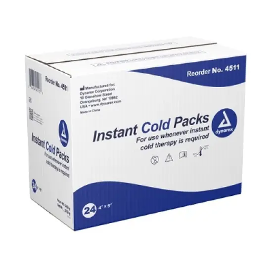Dynarex Disposable Plastic / Calcium Ammonium Nitrate / Water 4 x 5" Instant Cold Pack 4511 24 per Case image {1}
