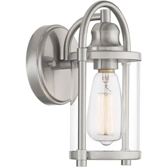 John Timberland Avani Rustic Farmhouse Outdoor Wall Light Fixture Brushed Nickel 10 1/4" Clear Glass for Exterior Barn Deck House Porch Yard Patio image {5}