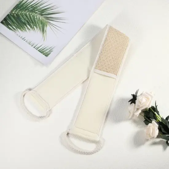 Unique Bargains Elasticity Body Scrub Towel 26.77"x3.35" Beige 1 Pc image {3}