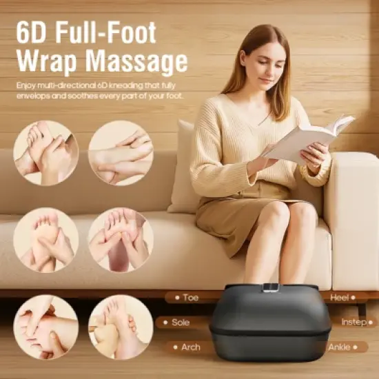 SUGIFT Shiatsu Foot Massager with Heat &ndash; 6D Deep Kneading, Rolling & Compression, 3 Modes & 2 Intensities, Remote Control image {3}