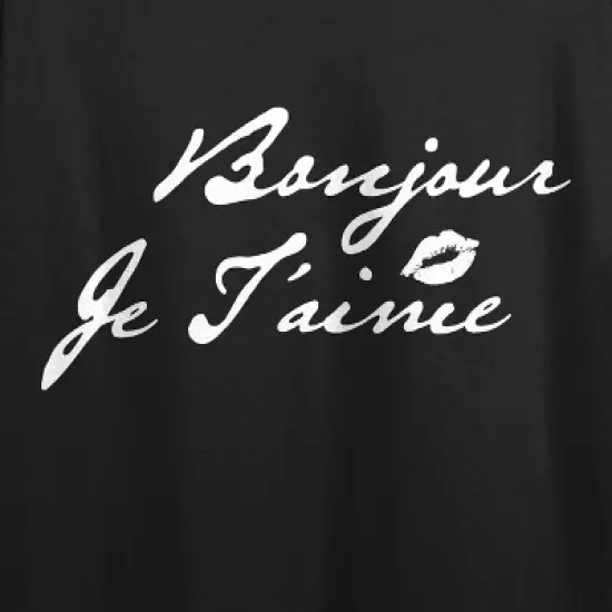 "Bonjour Je T'aime" Women's Black Graphic Crop Tee image {1}