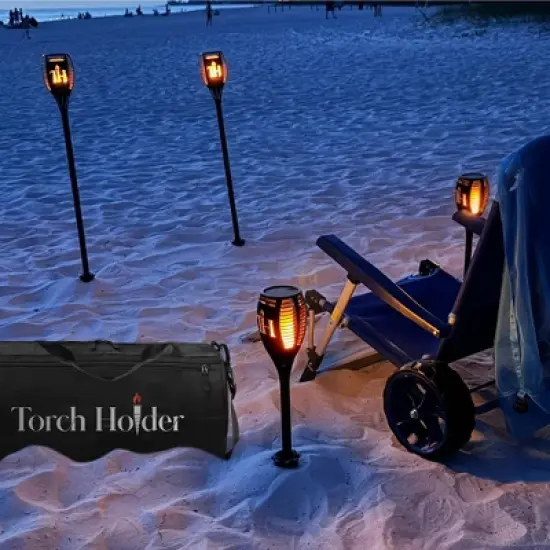 Solar Torch Kit with Ground Spikes, Wall Holder & Duffle Bag &ndash; 2-Pack image {3}