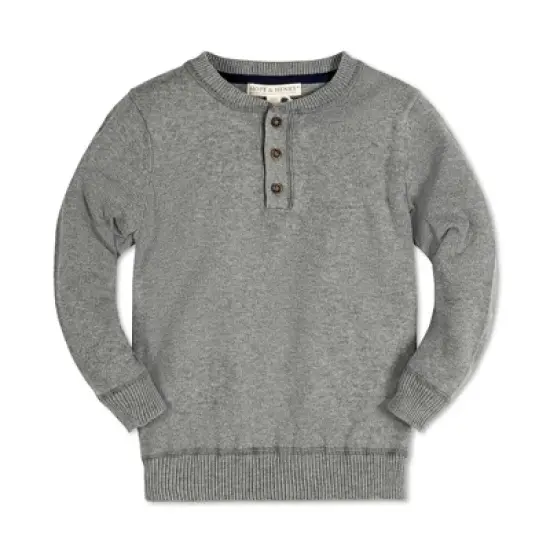 Hope & Henry Boys' Long Sleeve Henley Pullover Sweater, Kids image {4}
