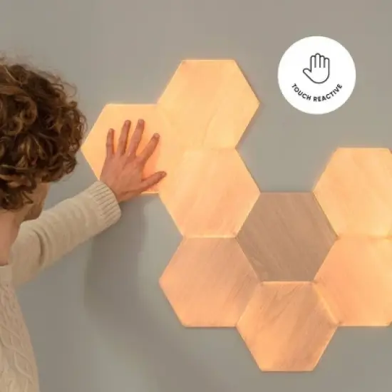 Nanoleaf 7 Panels Wooden Hexagon Smarter Kit LED Light Bulbs image {7}