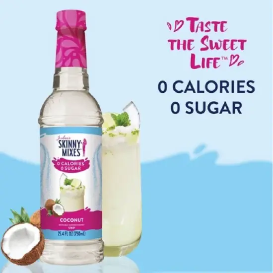 Jordan's Skinny Mixes Coconut Sugar Free Fruit Flavored Water Enhancer Syrup for Drink Mix Iced Tea Lemonade and More - 25.4 fl oz image {2}