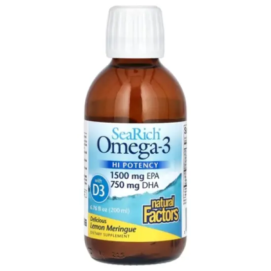 Natural Factors SeaRich Omega-3 with Vitamin D3, HI Potency, Delicious Lemon Meringue, 6.76 fl oz (200 ml) image {3}