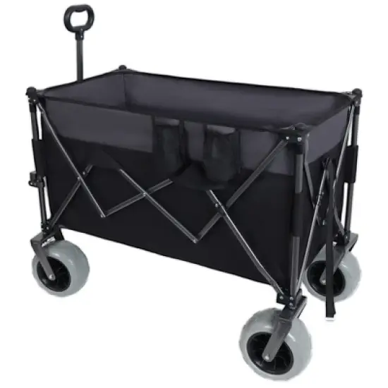 Whisen Multi-functional Folding All-Terrain Utility Wagon Cart with 360&deg;Swivel Balloon Wheels, Brakes and Adjustable Handles - Black+ Gray image {8}