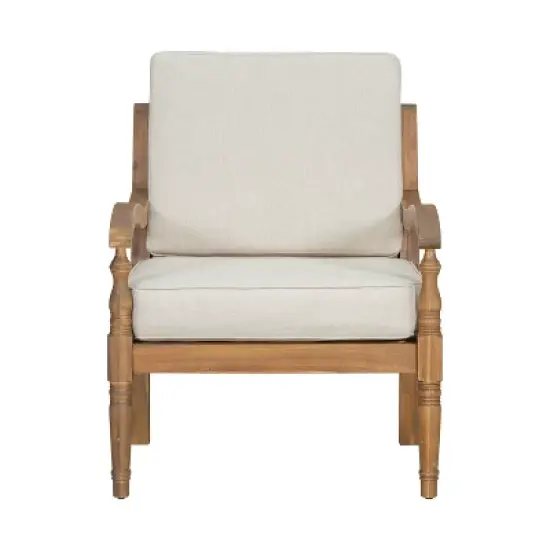 Christopher Knight Home Pendry 4 Piece Outdoor Acacia Wood Chat Set with Water Resistant Cushions image {6}