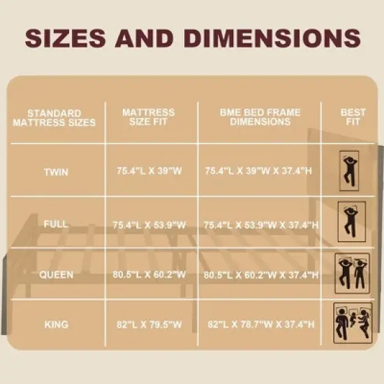 King Size Bed Frame with Wood Headboard, King Platform Bed Frame with Under Bed Storage and Metal Legs, No Box Spring Needed, Easy Assembly image {7}