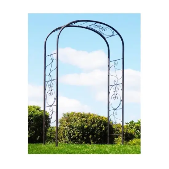 Achla Designs 99" Elegant Handcrafted Ferro Firenze Iron Garden Arbor Roman Bronze Powder Coated image {1}