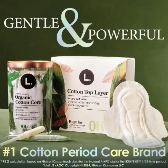 L . Organic Cotton Full Size Tampons - Regular - 30ct image {4}