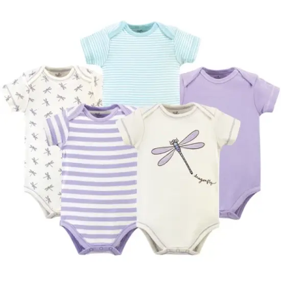 Touched by Nature Baby Girl Organic Cotton Bodysuits 5pk, Dragonfly image {6}