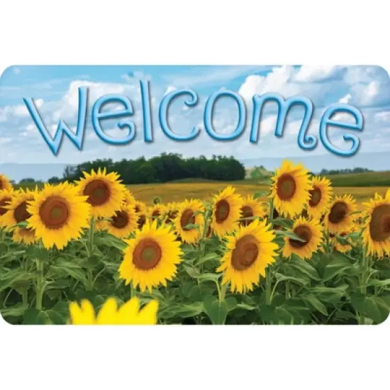 Ashley Productions&reg; The Original Fun Mat&trade;, Welcome Mat, 15.5" x 23.5", Sunflowers Welcome image {1}