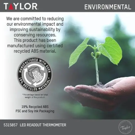 Taylor Digital LED Kitchen Meat Cooking Thermometer Black: Instant Read, Oversized Display, -40 to 450&deg;F, Battery Included image {8}