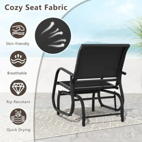 Tangkula Rocking Chair w/ Study Metal Frame Comfortable Single Glider Patio Chair image {5}