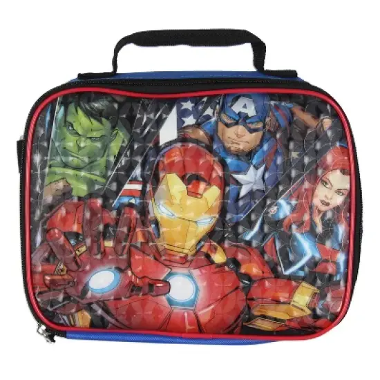 Marvel Avengers 5 Pc Kids Backpack Set Lunch Box Key Chain Pencil Case Carabiner Multicoloured image {4}
