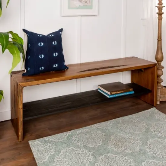 58" Solid Rustic Reclaimed Wood Entry Bench - Saracina Home image {1}