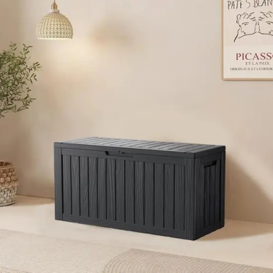 Decksplore 80 Gallon Deck Box Indoor/Outdoor Storage Box  Space-Saving All-Weather image {10}