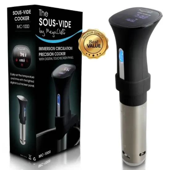 MegaChef Immersion Circulation Precision Sous-Vide Cooker With Digital Touchscreen Display: Stainless Steel, Temperature Control, Automatic Shut-Off image {8}