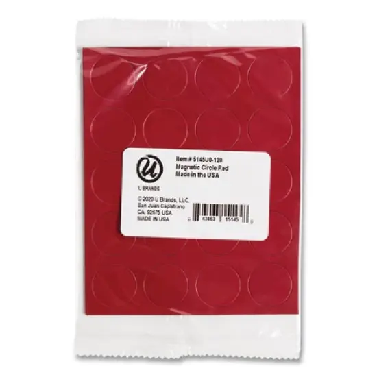 U Brands Heavy-Duty Board Magnets, Circles, Red, 0.75" Diameter, 20/Pack image {3}