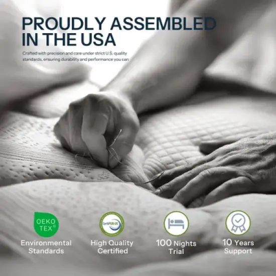 ZACHVO 10" Hybrid King Mattress, Cooling Gel Memory Foam, Pocketed Coils, Made in USA, CertiPUR-US, SE-10-K image {2}