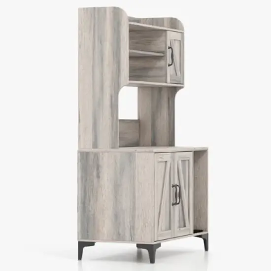 51.1" Large Wooden Cat Litter Box Enclosure | Storage Shelves | Hidden Design | Modern Indoor Cat Cabinet for Organized Storage & Odor Control image {8}