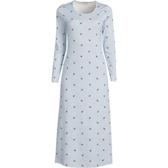 Lands' End Women's Cotton Long Sleeve Midcalf Nightgown image {5}