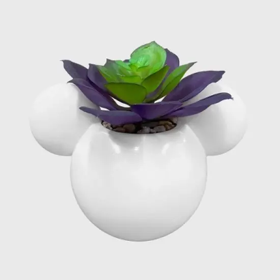 Disney 2pc Indoor/Outdoor Ceramic Mickey and Minnie Mouse Icon Succulent Set Pink/White image {1}