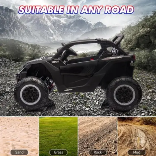 Ride on Car for Kids, 24V 2 Seater Powered Electric Off-Road UTV Toy,4WD Electric Vehicle with Remote Control,LED3 Speeds,Horn, Music image {1}