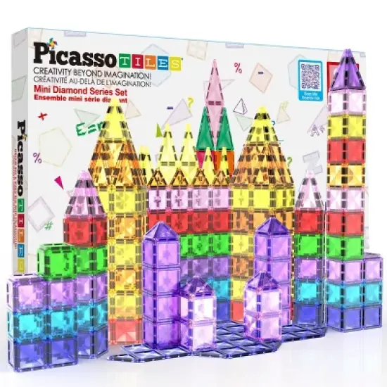 PICASSO-TILES Magnetic Tiles For Kids, 80PCS Construction STEM Building Blocks Educational Toy, Travel Size image {2}