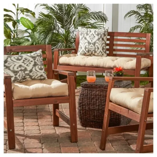 Solid Outdoor Bench Cushion - Stone - Kensington Garden image {2}