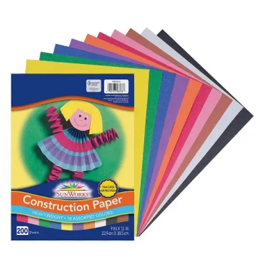 Prang Heavyweight Construction Paper, 10 Assorted Colors, 9" x 12", 1200 Sheets image {2}