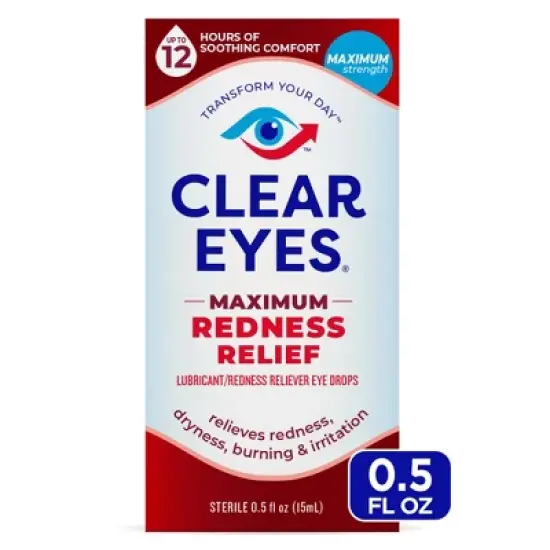 Clear Eyes Maximum Strength Eye Drops for Redness Relief, Dryness, Burning, & Irritation - 0.5 fl oz image {7}
