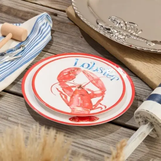 Certified International (Set of 6) 9" Beach House Lobster Melamine Salad Plates image {4}