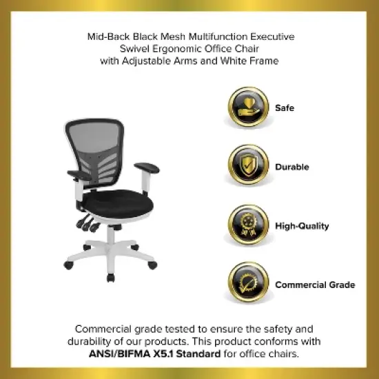 Emma and Oliver Mid-Back Mesh Triple Paddle Swivel Ergonomic Office Chair with Adjustable Arms image {12}