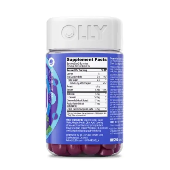OLLY Extra Strength Sleep Multivitamin Gummies - Blackberry Zen - 90ct image {4}