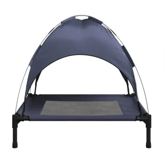 Elevated Dog Bed with Canopy - 30x24-Inch Portable Pet Bed with Non-Slip Feet - Indoor/Outdoor Dog Cot with Carrying Case by PETMAKER (Blue) image {2}