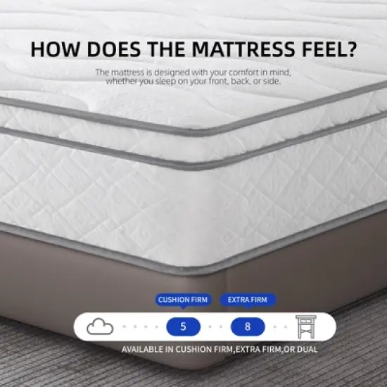 10 Inch Hybrid Full Size Mattress - Gel Memory Foam, Pocket Coils, Breathable, Durable, Mattress in a Box image {7}