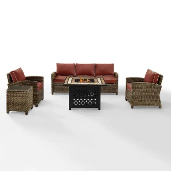 Bradenton 5pc Outdoor Wicker Conversation Set with Fire Table -  Crosley
 image {20}