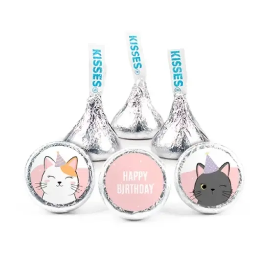 324ct Cat Birthday Party Stickers for Hershey's Kisses Kid's Favors, Party Supplies - DIY - Candy Not Included - By Just Candy image {4}