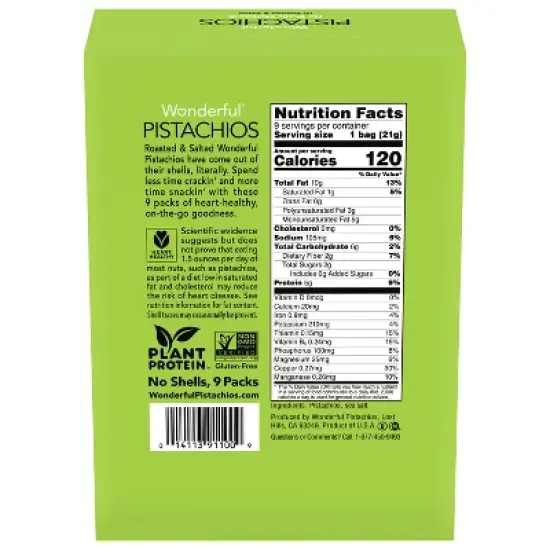 Wonderful Pistachios No Shells Roasted & Salted Multipack - 6.75oz/9ct image {6}