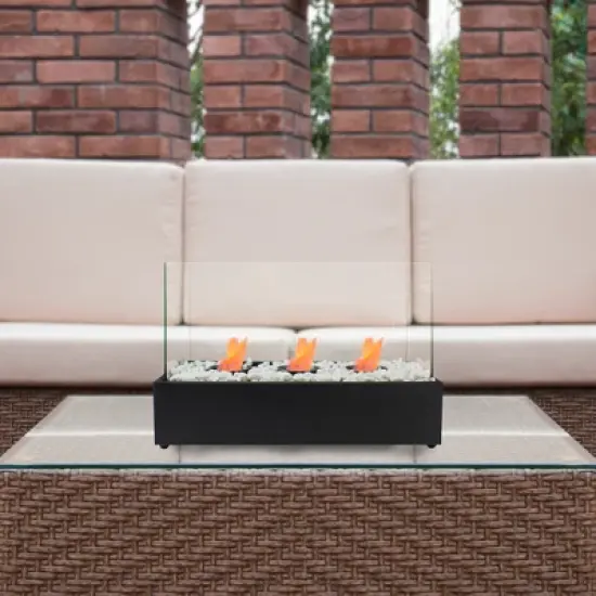 Northlight 17.75" Bio Ethanol Ventless Portable Tabletop Triple Fireplace with Flame Guard image {1}