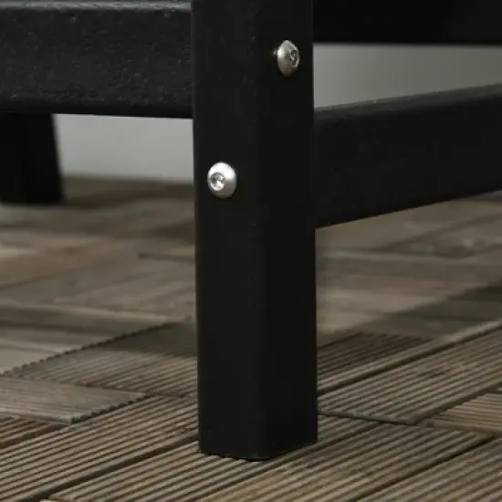 Outsunny All-Weather Patio Chair, HDPE Patio Dining Chair, Heavy Duty Wood-Like Outdoor Furniture image {5}