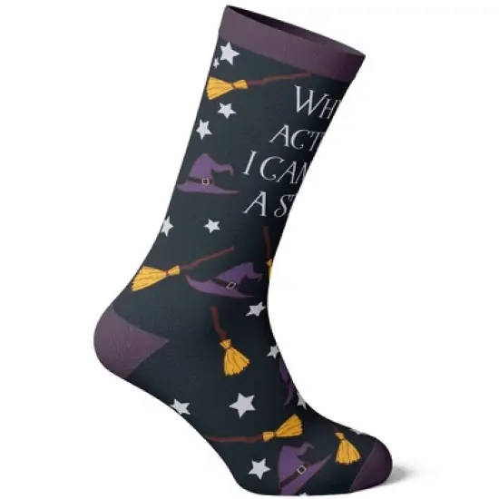 Crazy Dog Women's Why Yes Actually I Can Drive A Stick Socks Funny Halloween Party Witch Graphic Novelty Footwear image {2}