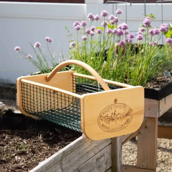 Maine Garden Hod Basket for Vegetable Gardening and Harvest Gathering or Farmhouse Decor, Pine and Oak with PVC Wire Mesh, USA Made image {3}