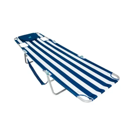 Ostrich Chaise Lounge Folding Portable Sunbathing Beach Chair, Navy Stripes image {3}
