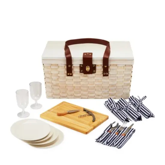 Twine Tahoe Outdoor Picnic Basket with Lid and Handle, Four Person Picnic Basket with Accessories Picnic Equipment 28-Piece Set image {10}