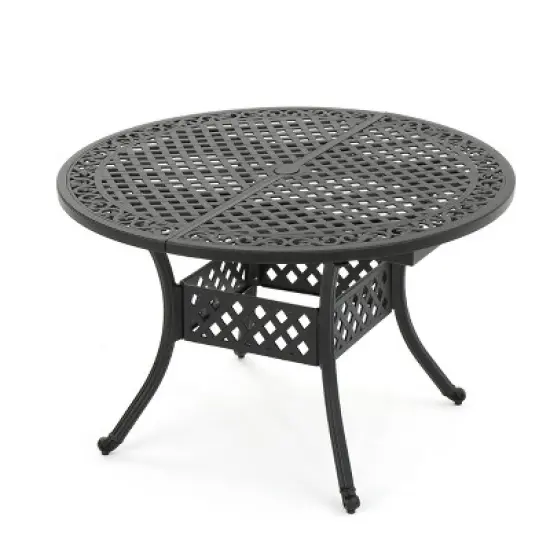 GDFStudio Stock Outdoor Expandable Aluminum Dining Table with Umbrella Hole image {9}