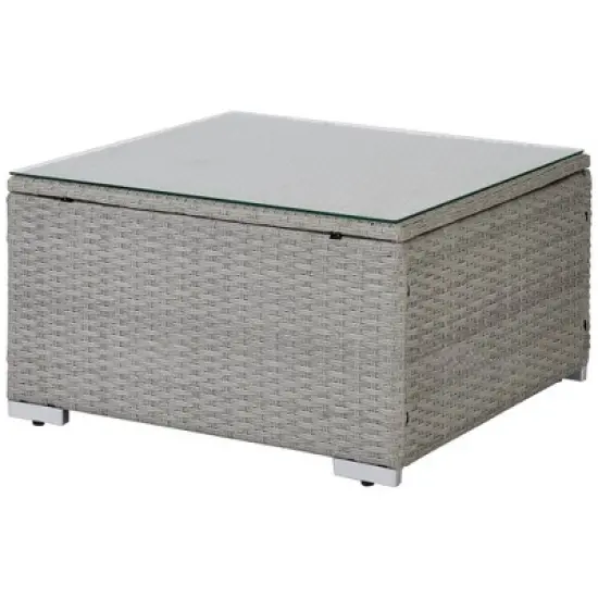 5pc Wicker Patio Seating Set with Cushions - Gray/Blue - GODEER image {12}