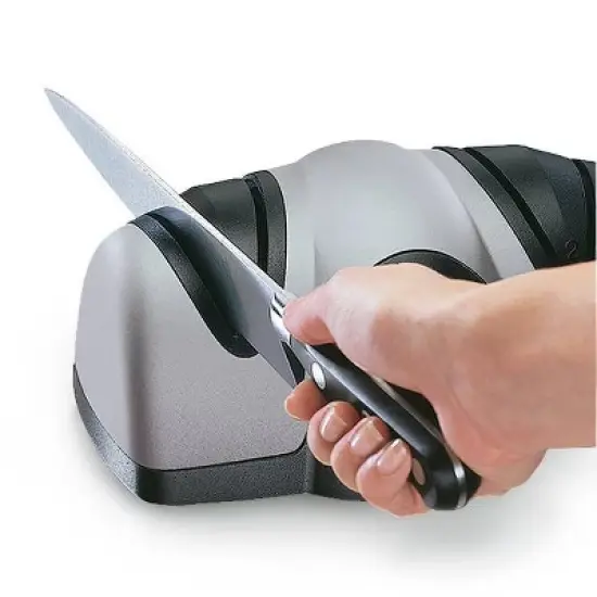 Presto Knife Sharpener- 08800: Electric Eversharp with Coarse & Fine Levels, Nonslip Base, Preset Angles, Black/Gray image {2}
